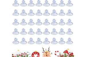 HTTYHT 40 Piezas Ventosas para Luces de Hadas Ø25mm Ventosas para Cristal PVC Ventosas Transparentes Gancho Ventosa Ventosas para Coche Decoración de Ventanas para Navidad, Pascua, otoño, Nochevieja