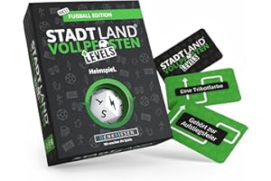 DENKRIESEN - Stadt Land Vollpfosten® Levels – Fußball Edition – Heimspiel. | 60 Karten | ab 12 Jahren | ca. 30 min | 2-6 Spieler | Familienspiel | Reisespiel | Stadt Land Fluss