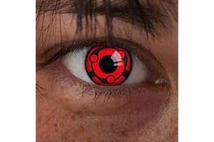 aricona Kontaktlinsen - Sharingan Contact Lenses Uchiha Madara - Lentilles de contact colorées sans ordonnance pour le cosplay, le carnaval, les fêtes costumées et les costumes d'Halloween, 2 pièces - sans correction
