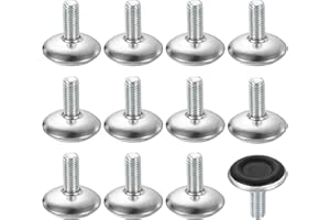 sourcing map 12Pcs M8 Thread Furniture Feet Levelers, 28x20mm Adjustable Leveling Table Feet, Screw on Furniture Glide Leveling for Chair Stool Legs, Black