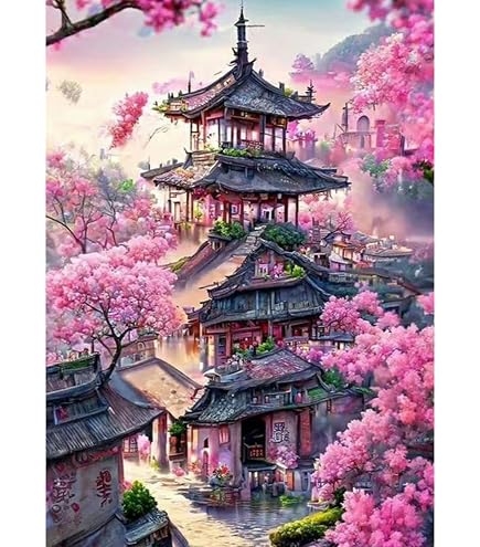 Jawecci Diamond Painting Kirschblüten, 30x40 Cm – 5D Diamantmalerei-Set Für Erwachsene Und Anfänger Mit Runden Steinen