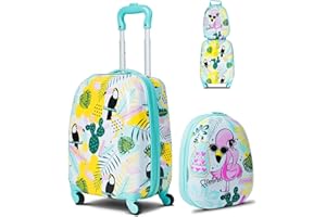 RELAX4LIFE Juego de 2 Maletas para Niños con 4 Ruedas Giratorias, Maleta de Viaje Infantil con Mango Ajustable, Doble Cremallera y Película de PC, Regalo para Niños (Modelo 10)