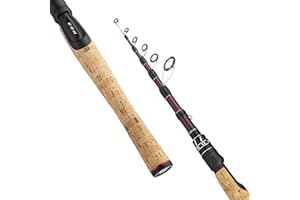 EOW XPEDITE Portable Telescopic Spinning Fishing Rods, 24T Carbon Blanks & Solid Carbon Tip, Cork Handle, Travel Rod, Light Weight and Short Collapsible Rods