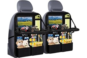 NOKWOCY 2 Pièces Organisateur d'Auto Protection Siège Arrière Enfant, Protection Siège Voiture Enfant Large, Avec Table Rabattable, Porte Tablette Voiture Intégré, Multifonction Étanche, Nombreuses Poches