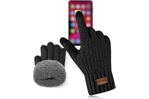FORVEVO Handschuhe Herren, Winterhandschuhe mit Warme Fleece Futter, Thermo Touchscreen Strickhandschuhe Damen