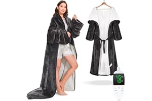 Hereneer Heizdecke mit Ärmeln, Kuschelheizdecke mit Abschaltautomatik 180 x 130cm, Wärmedecke Heizdecke Elektrisch, Kuschelige Couchdecke - 6 Powerstufen 5 Timing - Waschmaschinengeeignet