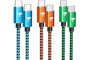 Aioneus Cable USB C a USB C [3Pack 2M+2M+2M], 60W PD Cable USB C Carga Rápida Nylon Cable Tipo C para iPhone 15 Pro Max, Samsung S24 Ultra S23 S22 S21 A53, iPad Pro, MacBook Pro, Huawei, Pixel, Switch