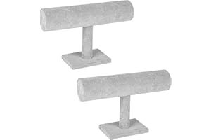 LEXFUNN 2-Pack Velvet T-Bar Jewellery Display Stands Watch Necklace Bracelet Organizer Holder