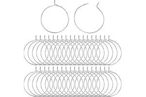 ROWWAIT 40pcs Earring Hoops for Jewellery Making,Hypoallergenic Stainless Steel Wine Glass Charm Rings 20mm Wire Hoops EarringHoops Earring Beading Hoop for Valentine Party DIY Craft Earrings Making,Silver