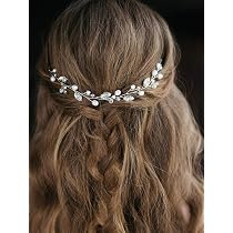 Jeairts Hochzeitshaarschmuck – Silberfarbene Perlen & Strass, 25 Cm, Mit Haarnadeln & Band
