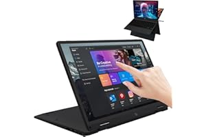 OUZRS Ordenador Portátil 16GB RAM, 256GB SSD, PC Portátil Win 11 Pro Celeron 2.8Ghz, Notebook 12 Pulgadas Touchscreen, 1366x800 IPS/HD, 2.4G/5G WiFi, Mini HDMI, 4500mAh, BT 5.0, Laptop con Ratón (Negro)