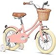 Glerc Little Molly 12-20 inch Kids Retro Cruiser Bike for 2-13 Year Old with Wicker Basket & Training Wheels/Kickstand, Mutiple Colors