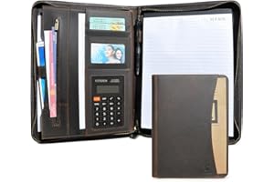 Handadsume Crazy Horse - Carpeta de cuero para oficina de negocios, carpeta de cuaderno para A4/bloc, 901 (903 marrón)