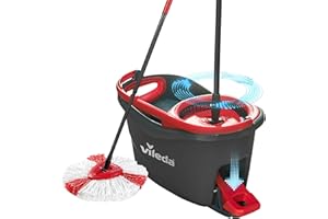 Vileda Turbo Juego de Cubo de fregona para Suelos giratoria con Pedal - Mango telescópico 85-123 cm - Cabezal de Microfibra 2 en 1 - Love it Clean - Embalaje sostenible