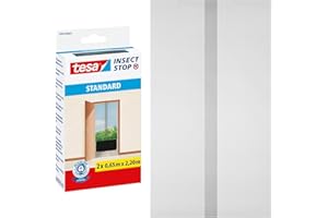 tesa Insect Stop STANDARD Fliegengitter für Türen - 2-tlg Insektenschutz Tür mit Klettband - Fliegen Netz ohne Bohren - 2 x 65 cm x 220 cm - Anthrazit