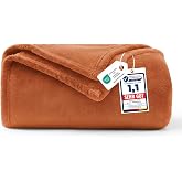 WAVVE Flannel Blanket for 90 cm Bed, Sofa Blanket 150 x 200 cm, Microfiber Blanket, Soft, Warm, Breathable (Orange)