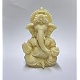 Gold Art India 3D Ivory Ganesha Idol Ganesh for Car Dashboard Statue Ganpati Vinayaka Vinayagar Figurine Diwali Gifts Home Decor Luck, Success