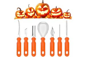 BOOSHMall 7 Pezzi Kit Intaglio Zucca Halloween, Strumenti Inossidabile Professionale per Intagliare Zucaa, per Lanterna Zucca Decorazione Fai da Te, per Adulti e Bambini