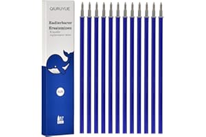 QIURUYUE 12x Radierbarer Ersatzminen - Kompatibel Mit Legami - Einfach zu radieren - Stiftspitze 0,7mm,Höhe 13 cm (BLAU)