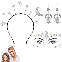 Cerchietto Stelle E Luna Con Glitter - Fascia Capelli Halo Corona Per Feste E Compleanni - Foto 2