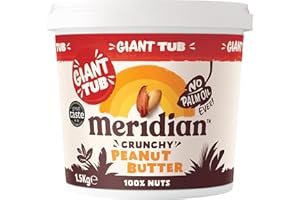 Meridian Crunchy Peanut Butter Natural Nut Butter Spread 1.5kg - Vegan, Vegetarian, Natural source of Protein, Free From Palm Oil, Made With 100% Nuts, No Added Sugars, Salts or Sweetners,Value Pack