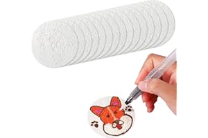 LYREH 15pcs Magic Foam Texture Paper, 3.15x3.15in Round 3D Foam Texture Paper White Cellulose Cards Magic Blank Canvas Sponge Puffy Painting Card DIY Art Kids Craft Supplies Kit for Acrylics Painting