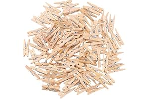 CCINEE 100 Pieces Mini Wooden Pegs Clips Photo Pins Coloured Craft, Natural