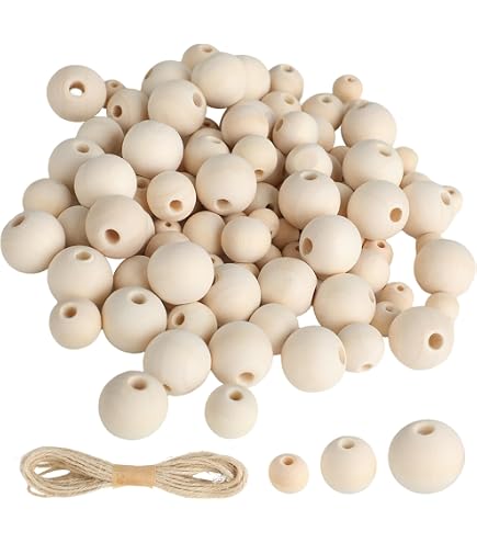 50 Perline In Legno Naturale Non Finite – 20mm Con Foro 4mm – Per Gioielli Fai Da Te, Arti, Decorazioni E Portachiavi