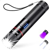 Laitver 2in1 Rechargeable UV/LED Flashlight, Super Bright Flashlight | 395nm Black UV Light, 6 Light Modes, Zoom &amp; Mini, Wate