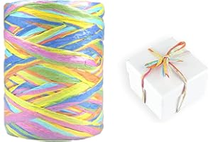 Zfseyuh Cinta de Papel de Rafia, Cinta de Rafia de Color Natural Rafia para Embalaje de Regalos, Manualidades, Ramos, Decoraciones para Fiestas