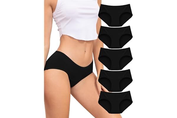 VOENXE Dam Trosor Bomull Underkläder,Höft Damtrosor Women Underwear Panties | Flerpack Kvinnor Hipster Bomullsunderkläder,5 Pack Stretchbomull Briefs,Cotton Panty Bikinitrosor Postpartum Underwear Slip