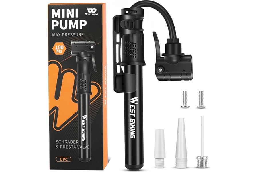 Bicycle Pump Mini Bike Pump - Aluminum Alloy Cycle Pump for Presta & Schrader Valve, Portable Lightweight Bike Tyre Pump Fast Tyre Inflation Mini Air Pump For Mountain Road Bike Ball Pump