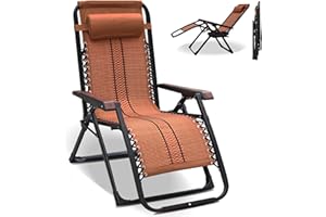 YUODIJIO Zero-Gravity leżak na taras, składane krzesło do opalania, dla optymalnego relaksu (pomarańczowy)