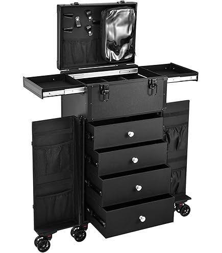 Valise Coiffeur à Roulettes - Compartiments Organisés, 2 Serrures à Code | Maquillage, Salon, Pro