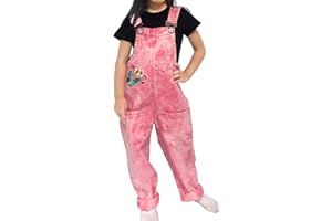 Peacolate 3-16Jahre Mädchen Rosa bestickter Denim Overalls Denim Jumpsuits Strampler Pants