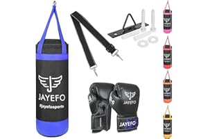 JAYEFO 5 pcs Kids Punching Bag Set for Children Boxing MMA Kickboxing Boxing Gloves Muay Thai Karate Punching Kick Age Youth Unfilled