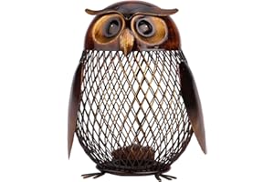 Ailgely Salvadanaio a Forma di Gufo,Portamonete a Forma di Gufo,Contenitore,Scultura in Metallo Decorazione per Casa Articoli Crafting