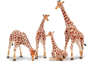 toymany Lot de 4 Figurines d'animaux de la Famille des girafes, Figurines de Jeu Safari, Jouets réalistes de Girafe, Figurines d'animaux de la Jungle, de la forêt Sauvage pour Jouer ou décorer