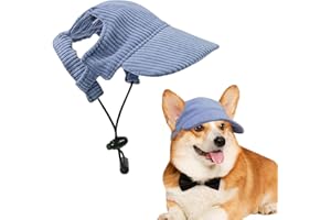 Voarge Hunde Baseballmütze, Verstellbar Hundecap mit Ohrlöchern Sonnenhut Sommer Reise Hut, Cord, atmungsaktiv, Hunde-Sonnenhut (Blau, S)
