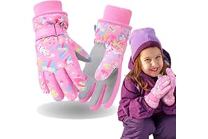 JAYIDAMAI Skihandschuhe Kinder Wasserdicht Winter Ski Handschuhe für Mädchen Jungen 4-12 Jahre, Fleece Warm Winterhandschuhe, PU Palme Winddichte Schneehandschuhe für Skifahren Snowboarden Rodeln Radfahren