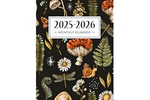 2025-2026 Monthly Planner: Two Year- January 2025 through December 2026 with Holidays and Inspirational Quotes- Vintage Forest and Mushroom Illustration
