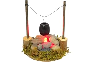 KUPITM6 Wichtel Zubehör Lagerfeuer Krippe, Miniatur Feuerstelle Krippe mit LED, Krippen Lagerfeuer, Krippenbeleuchtung Lagerfeuer für Wichteltür, Puppenhaus Deko