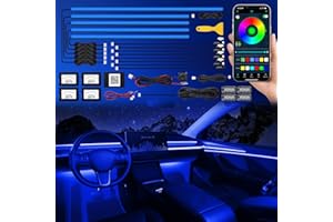 TWETIZ Acrylic Interior Car LED Strip Light with Wireless APP, RGB 18 in 1 with 175 inches 593 LEDs Fiber Optic Ambient Lighting Kits, 16 Million Colors Sound Active Function Car Neon Lights