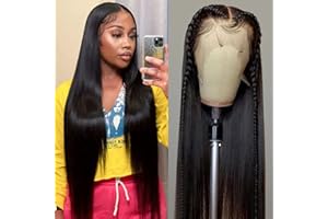 CLASSINE 13x4 Straight Lace Frontal Human Hair Wigs For Black Women 13x4 Parrucca Donna Capelli Veri Umani Parrucca Capelli Umani Lace Front Wigs Colore Nero Naturale 24 Pollici