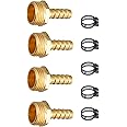 ESEKSAFAR 1/2" inch BSP Thread Barb hose fitting 1-Way Union Pipe Joint set (Male 4pc 1/2" Thread x Barb Hose fitting 3/8" (10mm))