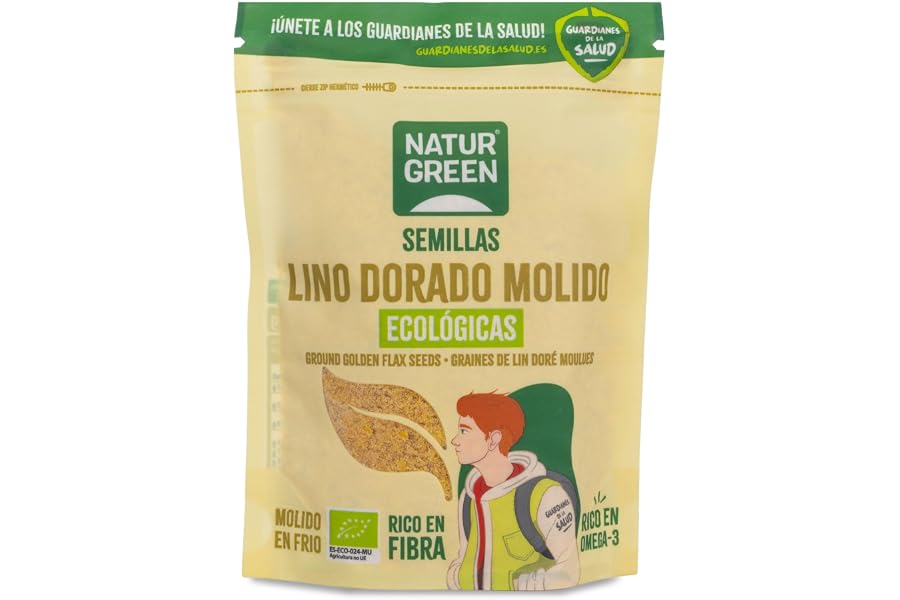 NaturGreen Semillas de Lino Dorado Molido Bio 150g | Alto en Fibra y Proteína | Fuente de Omega-3 | Sin Azúcares Añadidos | S