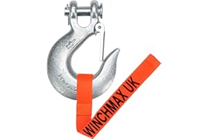 WINCHMAX Winch Hook. 1/2 Inch Grade 70 Drop Forged Clevis Hook. Zinc Plated. Minimum Breaking Force 40,0006lb / 18,143kg. Suitable for Winches up to 20,000lb / 9.071kg