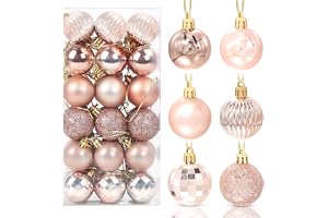 Julgranskulor roséguld, 36 stycken, julgranskulor i plast 4 cm, träddekorationer, ornament, set med julgranskulor för fest, j