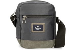 Pepe Jeans Harry Sac à bandoulière Gris 15x19,5x6 cm Polyester avec détails en cuir synthétique