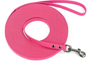 Wolfone vattentät hundträning bly lång linje – 15 m rosa | Utomhuskoppel för återkallelse, strand, simning, vandring - stark